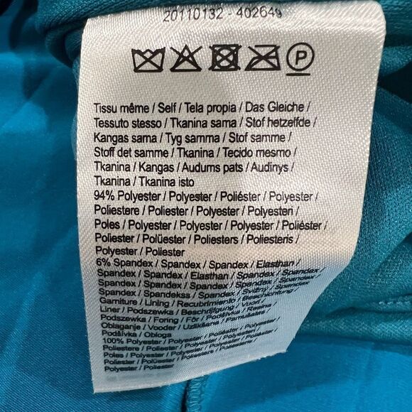 Halston Idalia One Shoulder Ruched Midi Dress Stretch Cocktail Blue Teal 10 NWT - Picture 10 of 13